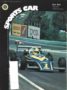 SPORTS CAR 1977 OCT - EXHAUST, TABLETOP MUSEUM, SPONSORS & SPONSORSHIP
